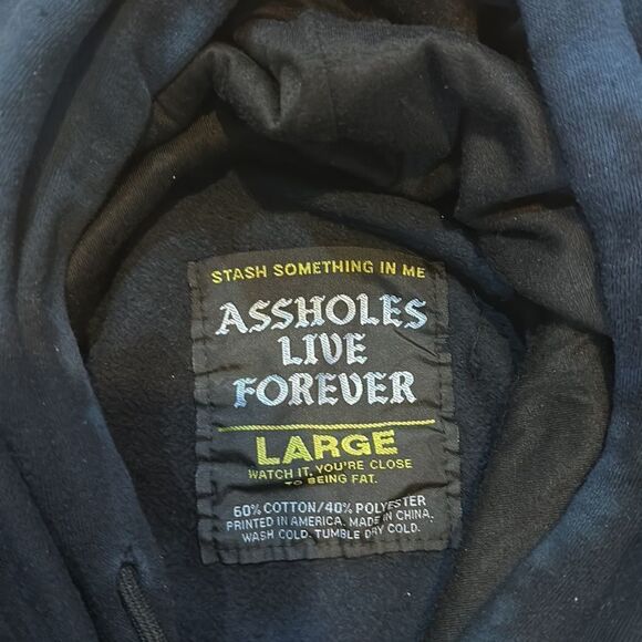 Assholes live forever hoodie sweatshirt L (UB5) NWOT - Picture 3 of 4